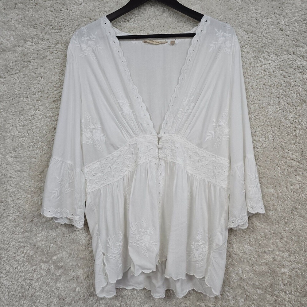 Soft Surroundings Womens Icon Melissani Tunic Top Large Eyelet Boho Cottagecore